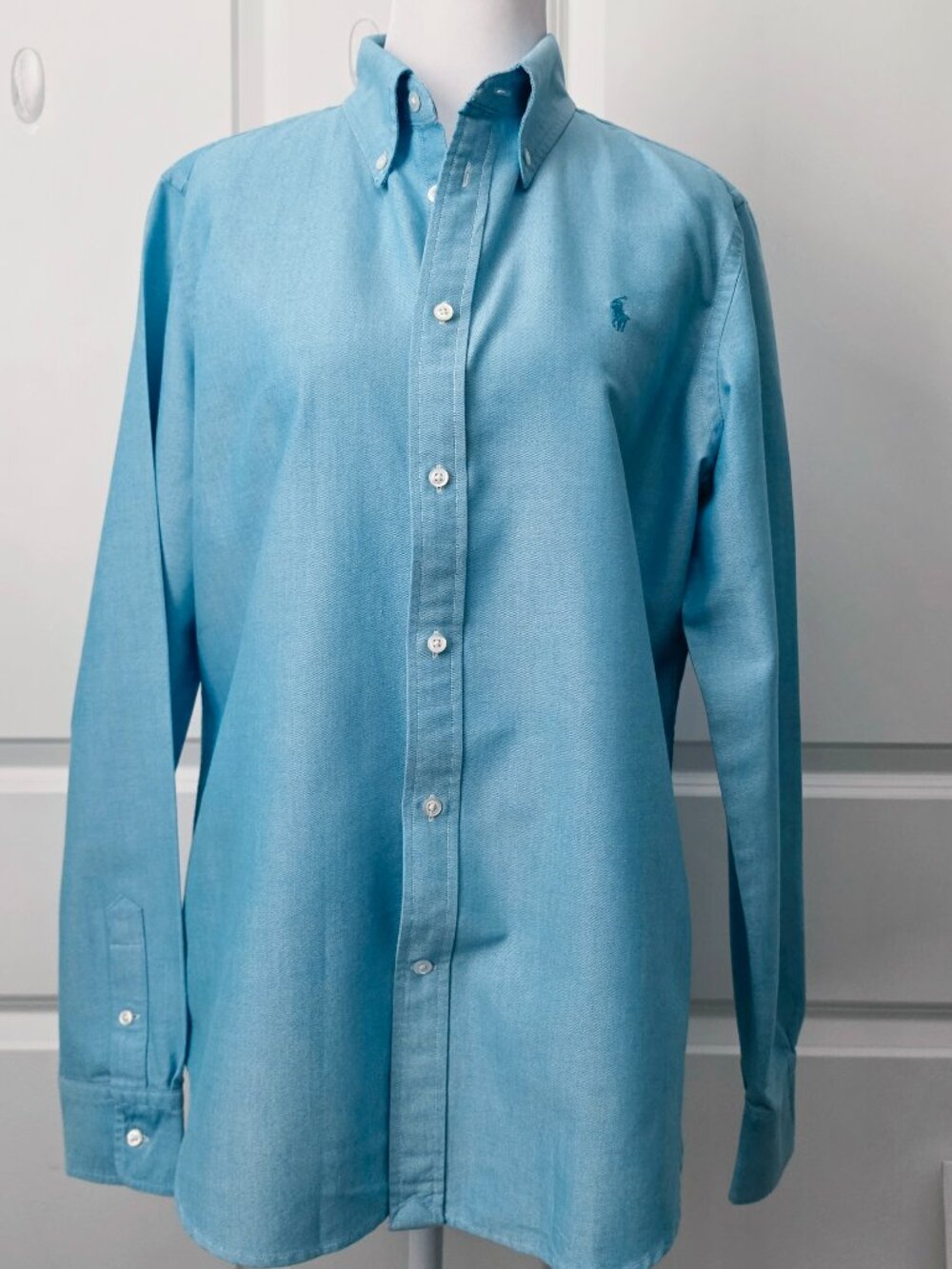 Ralph Lauren Blue Label Women's Teal Slim Fit Button Down Shirt size 14
